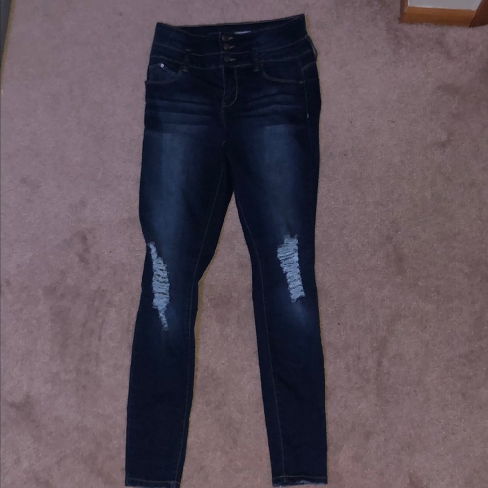 High waisted ripped skinny jeans